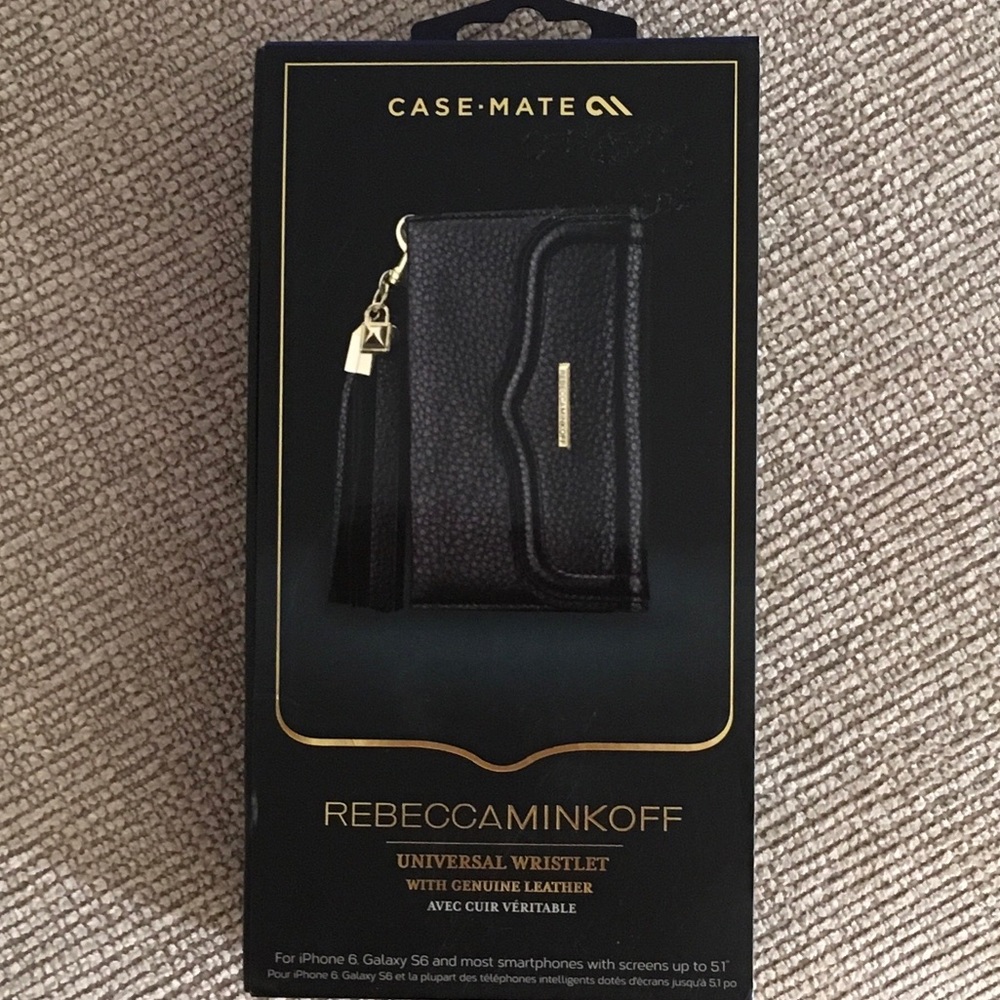 REBECCA MINKOFF LEATHER WRISTLET